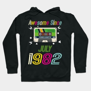 Funny Birthday Quote, Awesome Since July 1982, Retro Birthday Hoodie